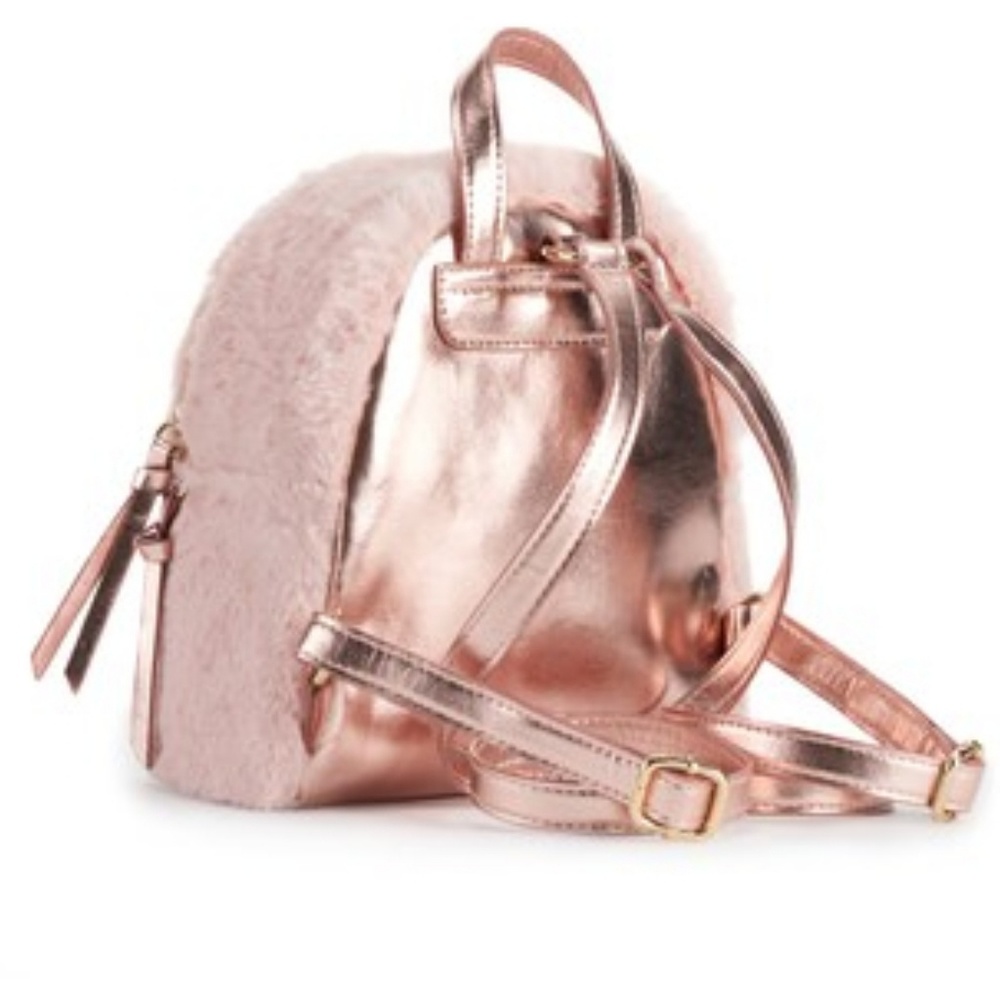 Plush pink mini backpack - Picture 3 of 4